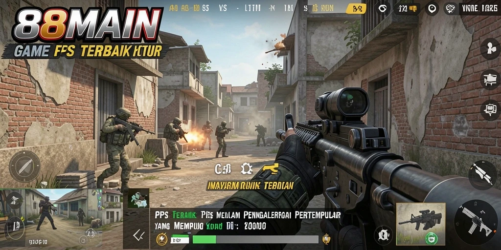 Tampilan mendebarkan dari gameplay FPS di 88MAIN.