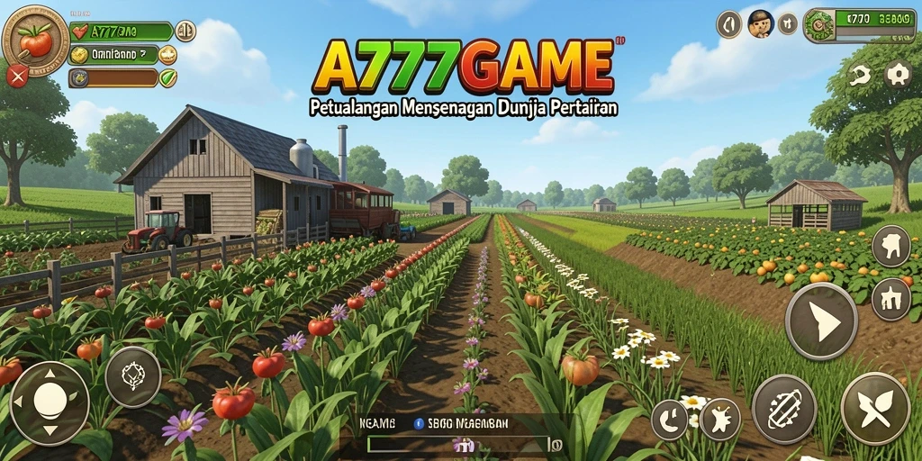 Screenshot utama A777GAME menampilkan gameplay menarik saat bercocok tanam.