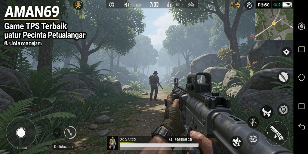 Tampilan gameplay AMAN69 yang menampilkan aksi seru dalam TPS.
