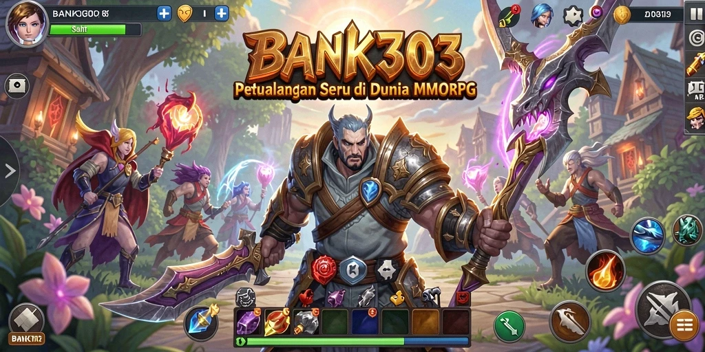 Tangkapan layar gameplay BANK303 menampilkan pertarungan seru dalam dunia MMORPG.
