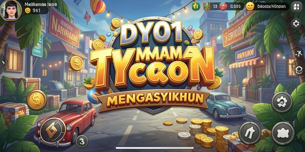 Tampilan utama gameplay DY01 yang menampilkan berbagai aktivitas Tycoon.
