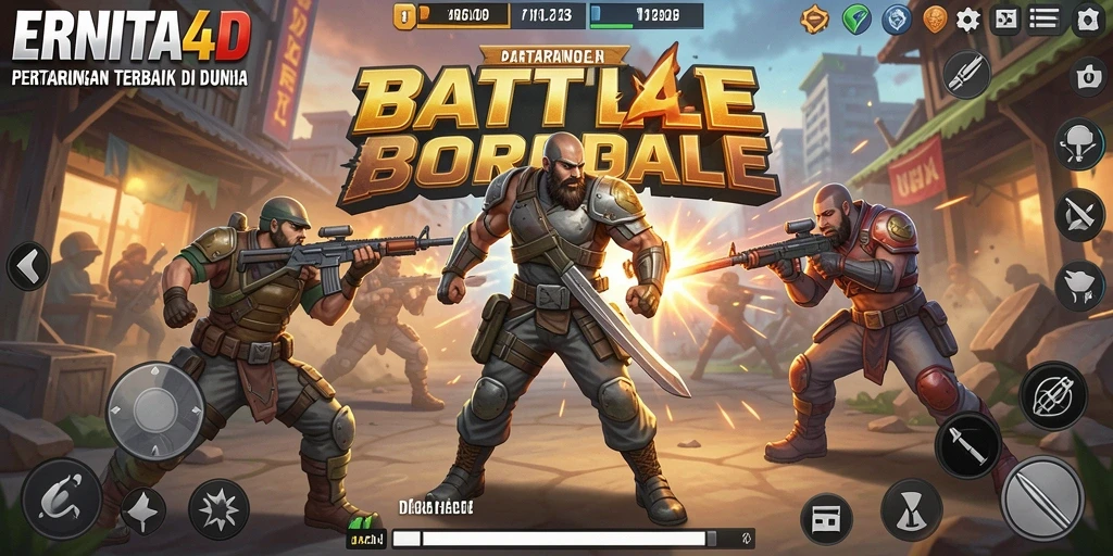 Screenshot menampilkan aksi seru dalam gameplay Battle Royale ERNITA4D.