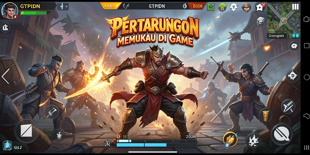 Tangkapan layar GTPIDN menampilkan pertarungan epik dengan karakter yang penuh aksi.