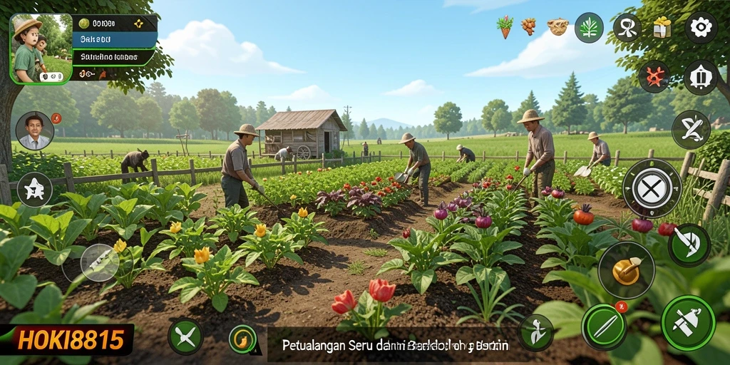 Tampilan screenshot HOKI8815 yang menampilkan aktivitas berkebun yang aktif.