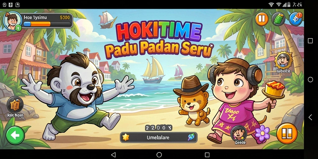 Tampilan gameplay HOKITIME penuh warna dan dinamis di level yang menantang.