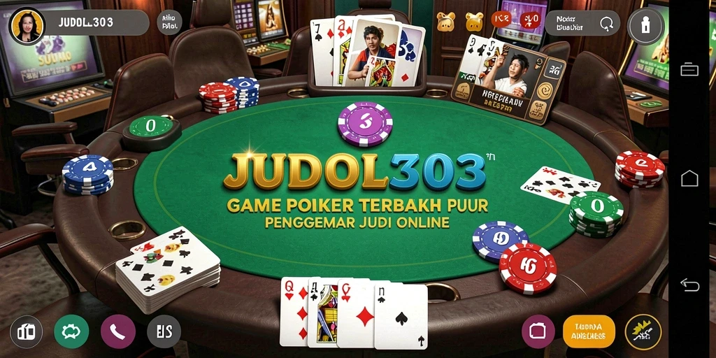 Tampilan gameplay menarik dari JUDOL303 dengan pemain Poker yang bersaing.