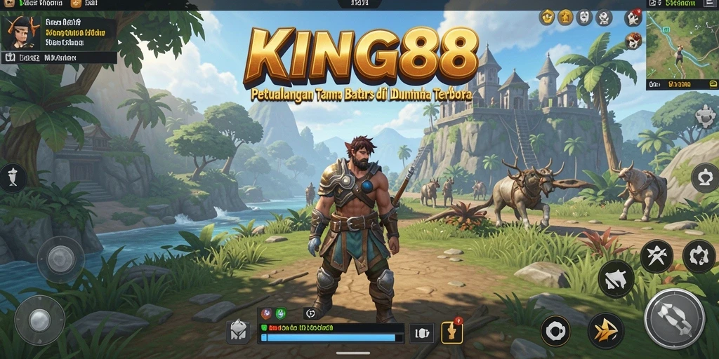 Screenshot KING88 menampilkan pemandangan indah dunia terbuka yang luas.