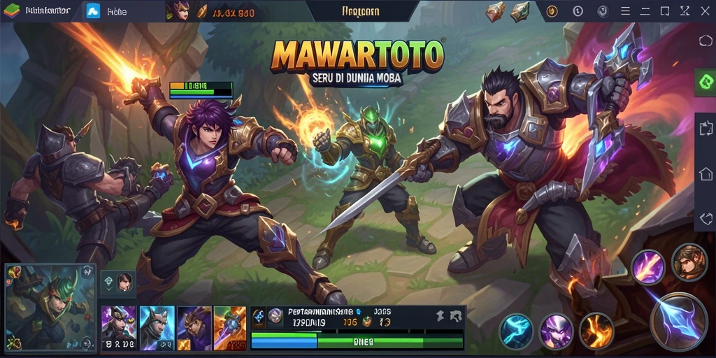 Screenshot MAWARTOTO menampilkan aksi pertempuran intens antara hero-hero.