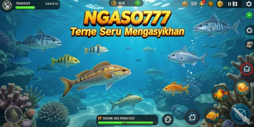 Screenshot gameplay NGASO77 yang menampilkan aksi menembak ikan.