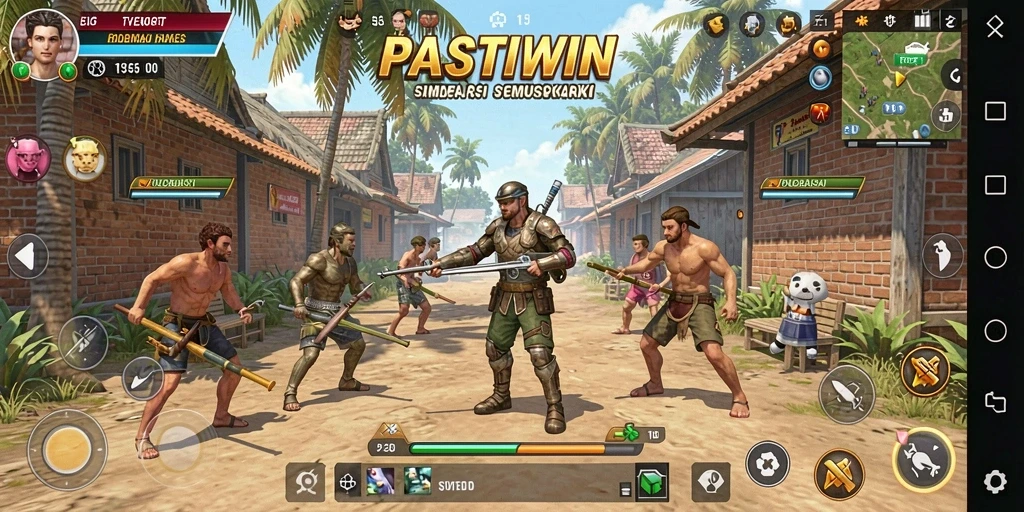 Tampilan utama gameplay PASTIWIN yang penuh aksi dan interaksi.