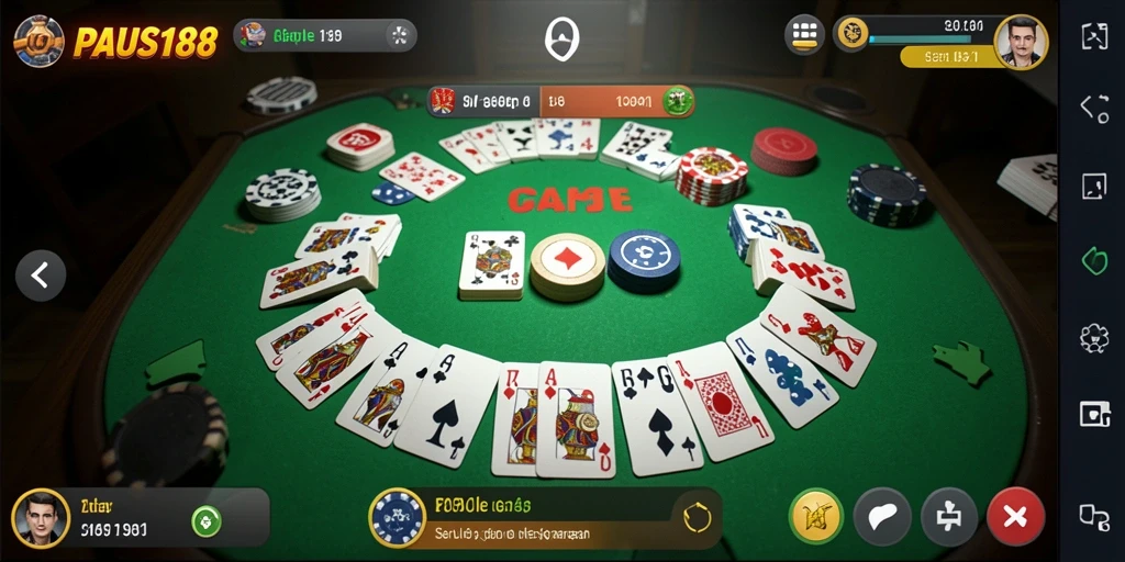 Tampilan screenshot PAUS188 dengan gameplay Gaple yang seru.