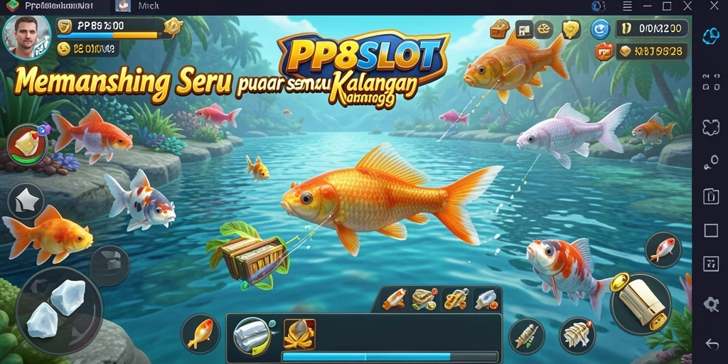Tampilan gameplay PP8SLOT dengan ikan berkilauan di bawah laut.
