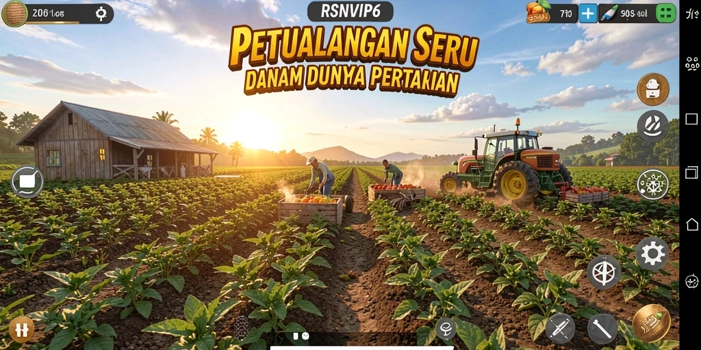 Screenshot utama RSNVIP6 menampilkan pengalaman seru bertani.